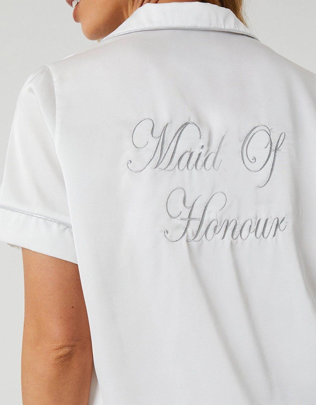 Short Sleeve Embroidered Maid Of Honour Pyjama Set