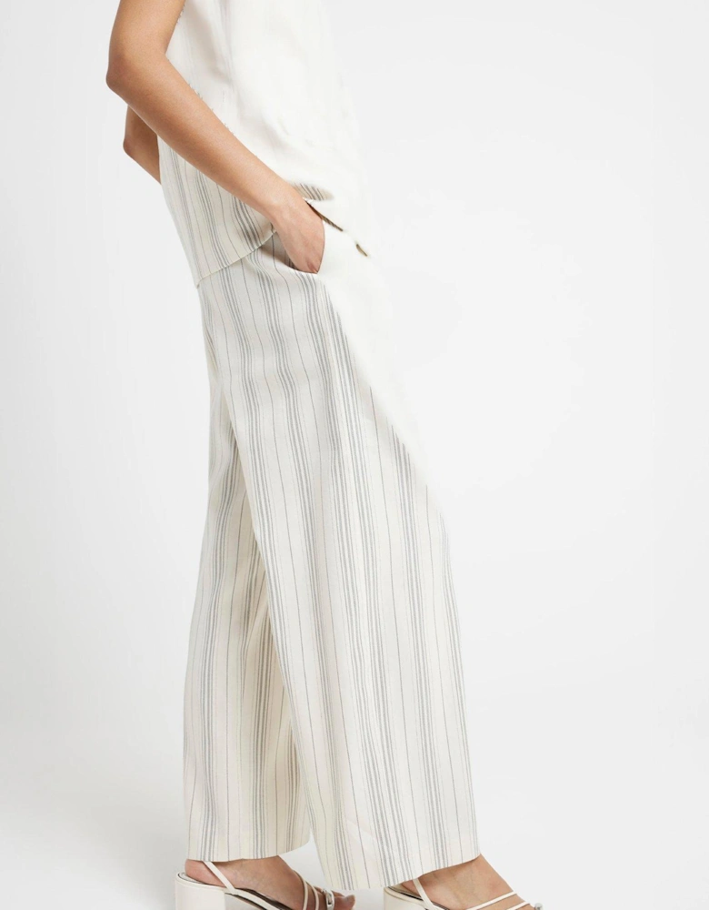 Striped Wide Leg Trouser - Cream