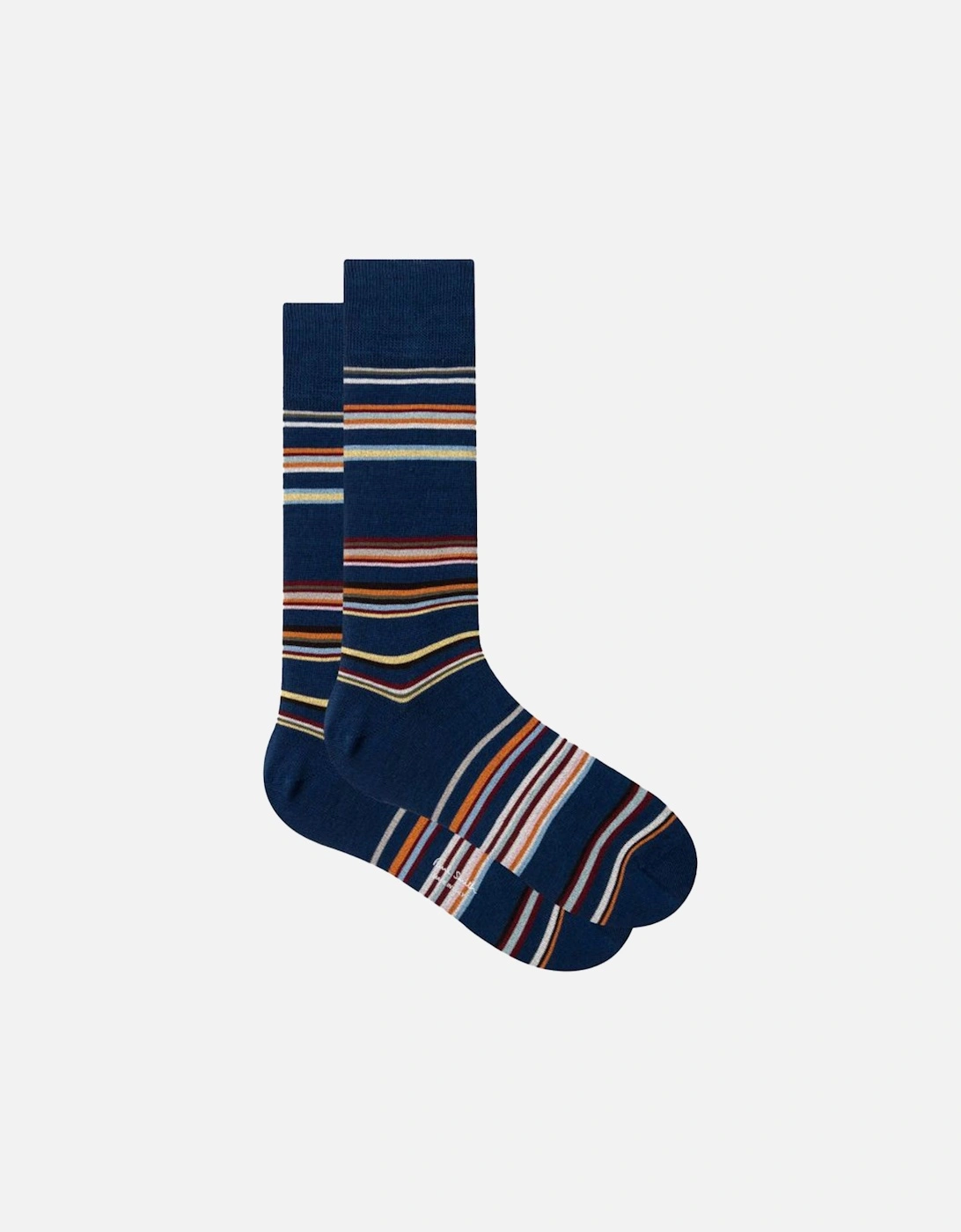 Flavio Signature Stripe Socks, Blue/Multi, 4 of 3
