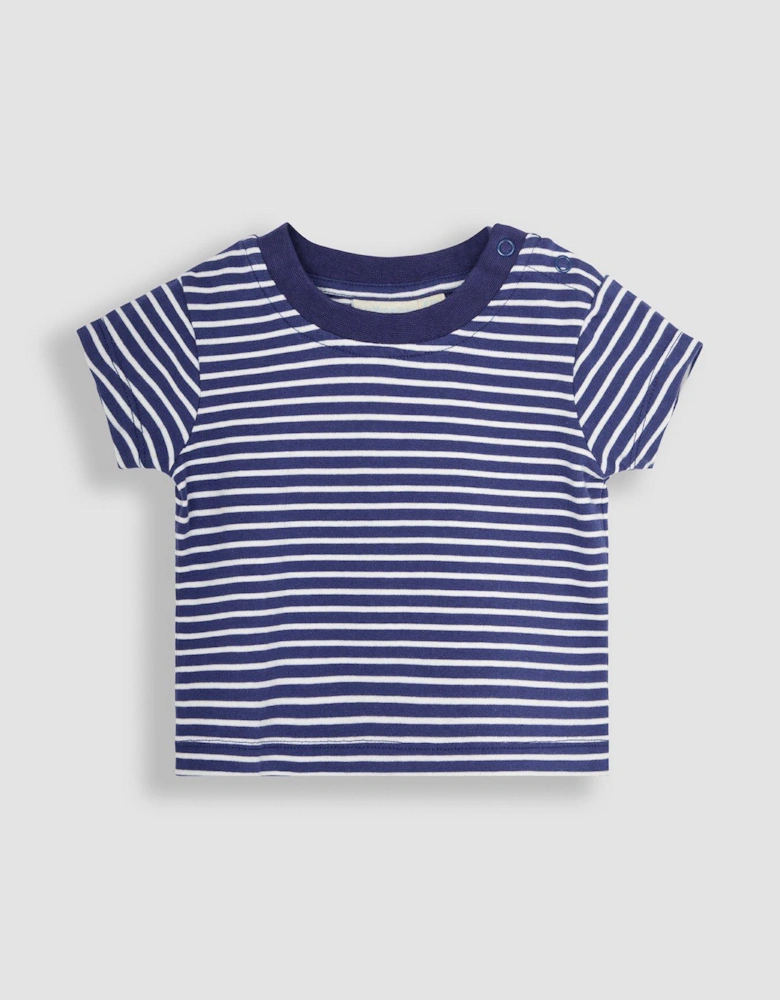 Boys 2-Piece Twill Dungarees & Stripe T-Shirt Set - Navy