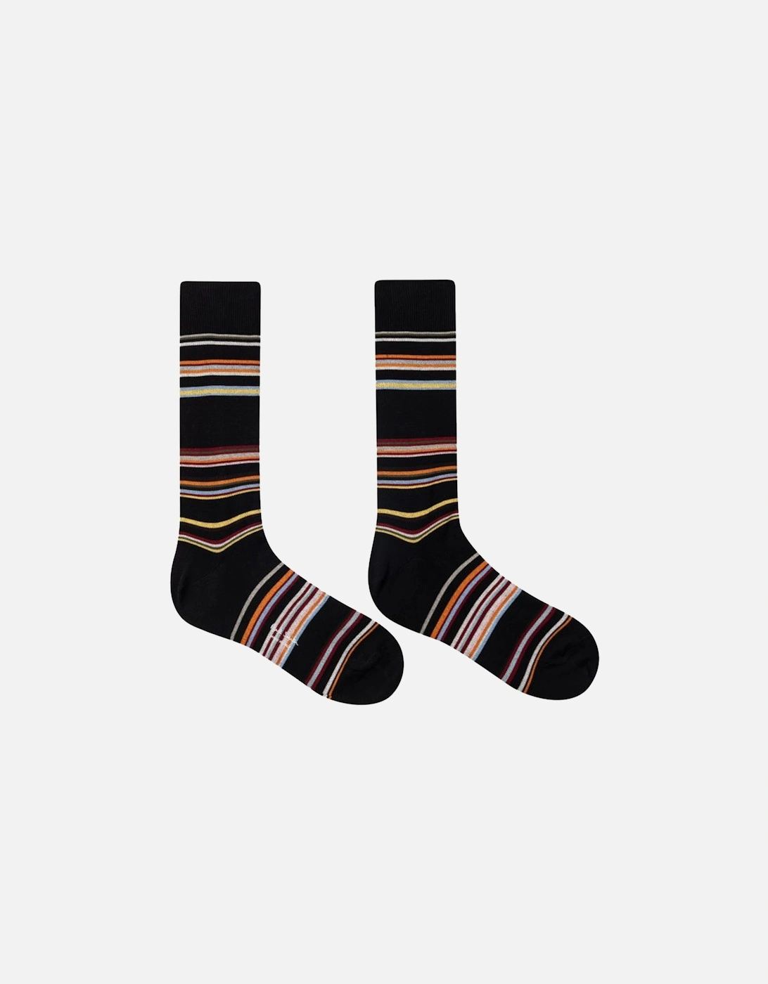 Flavio Signature Stripe Socks, Black/Multi