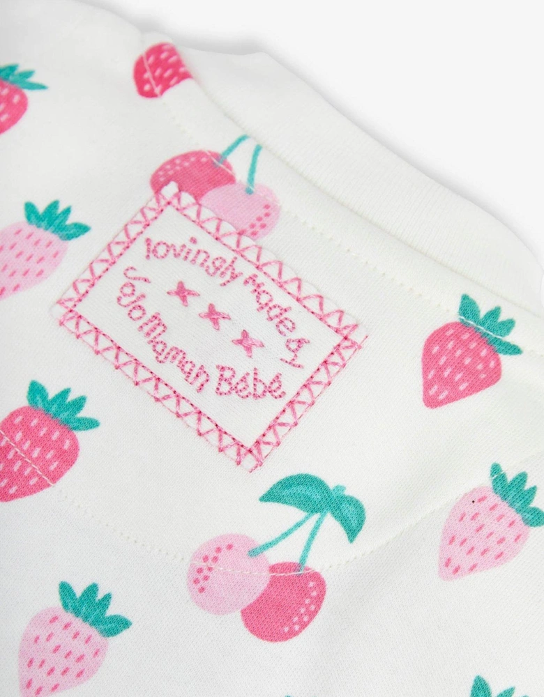Girls Fruit Print Zip Sleepsuit - Cream