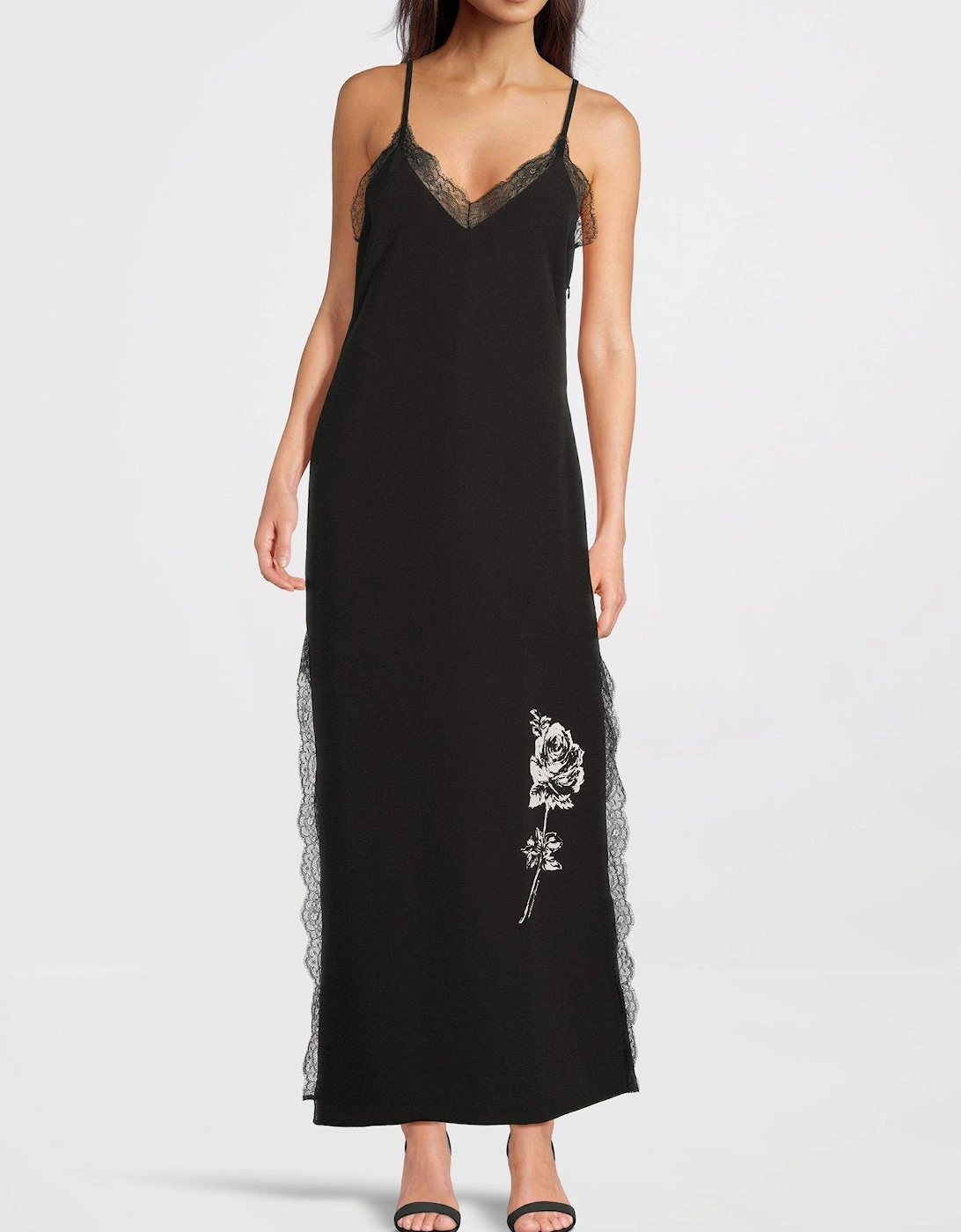 Rose Print Cady Dress - Black