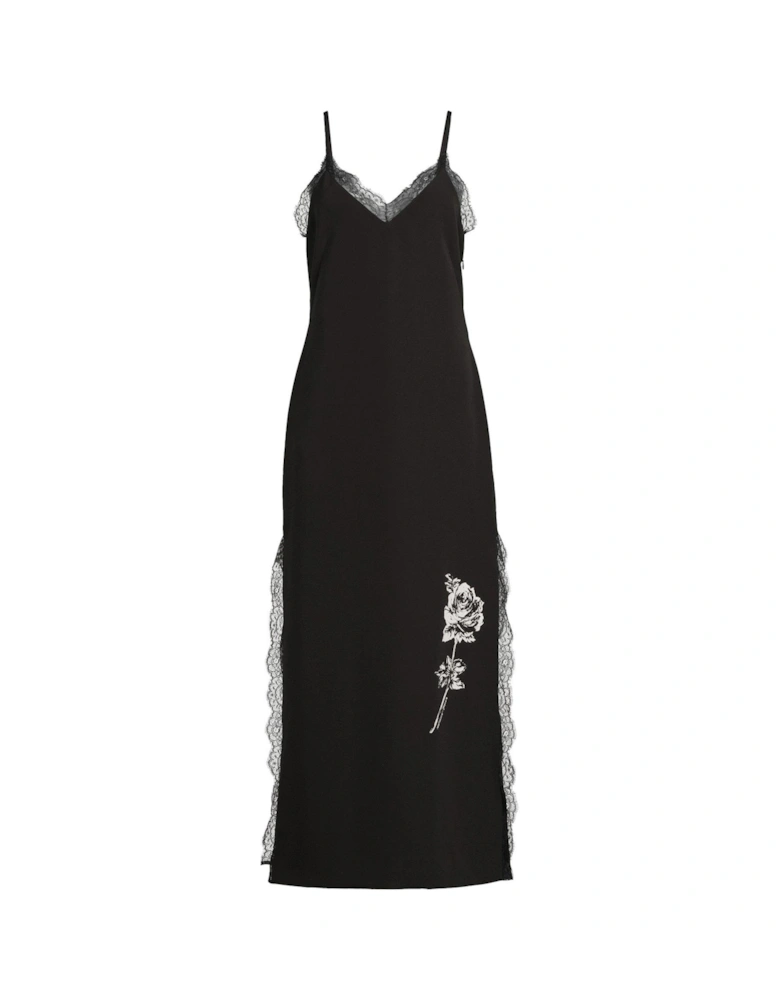 Rose Print Cady Dress - Black