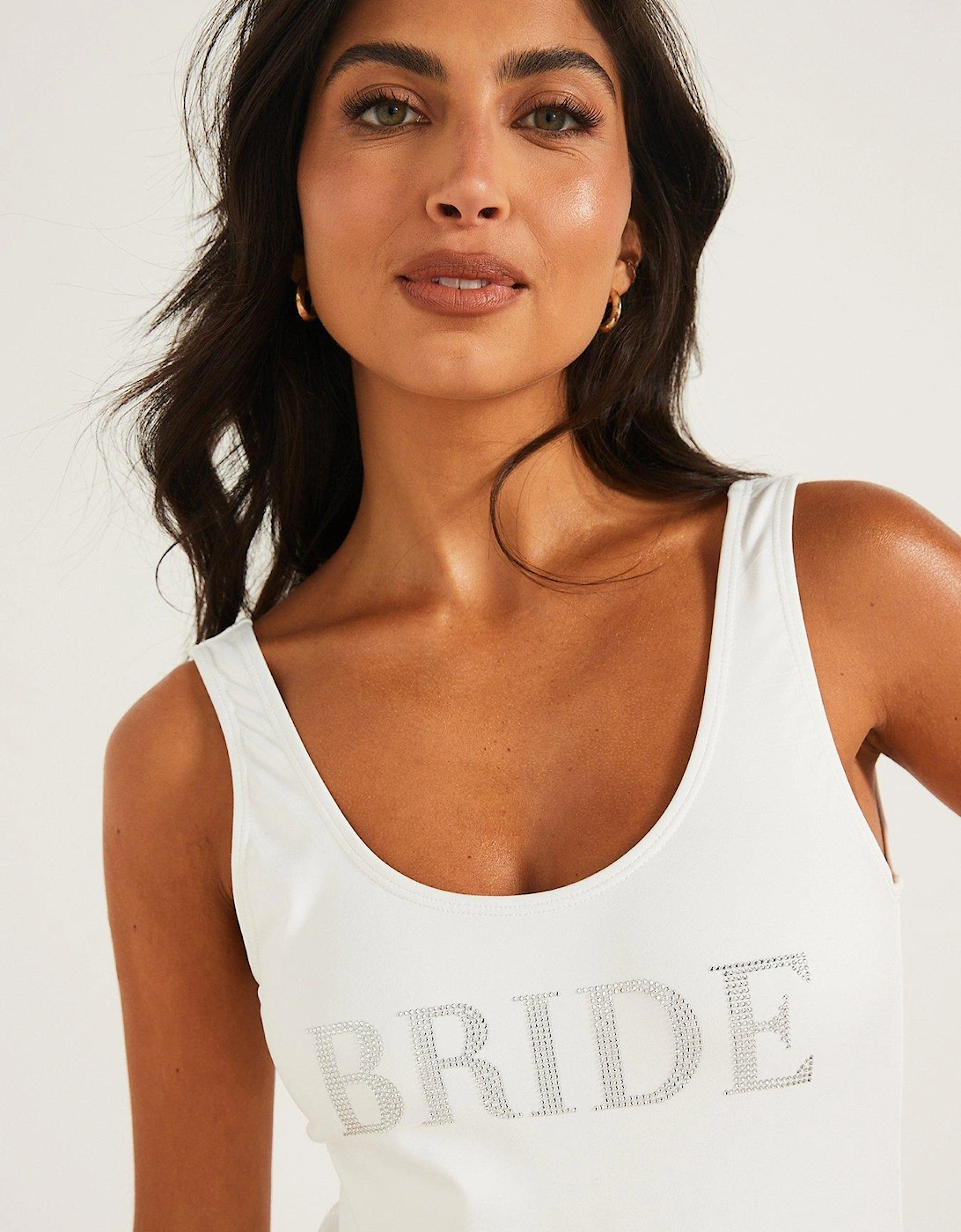 Bride Rhinestone Swimsuit - White
