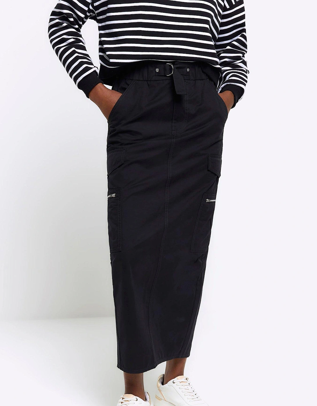 Pocket Detail Pencil Skirt - Black