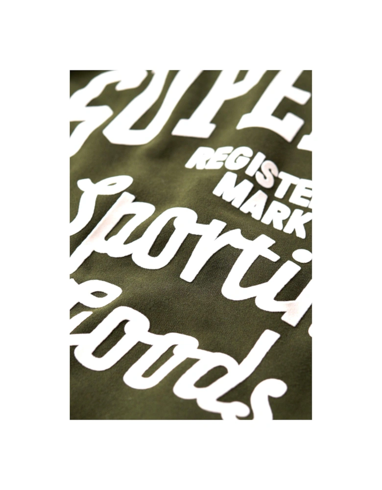 Athletic Script Logo Flock Sweatshirt - Dark Green