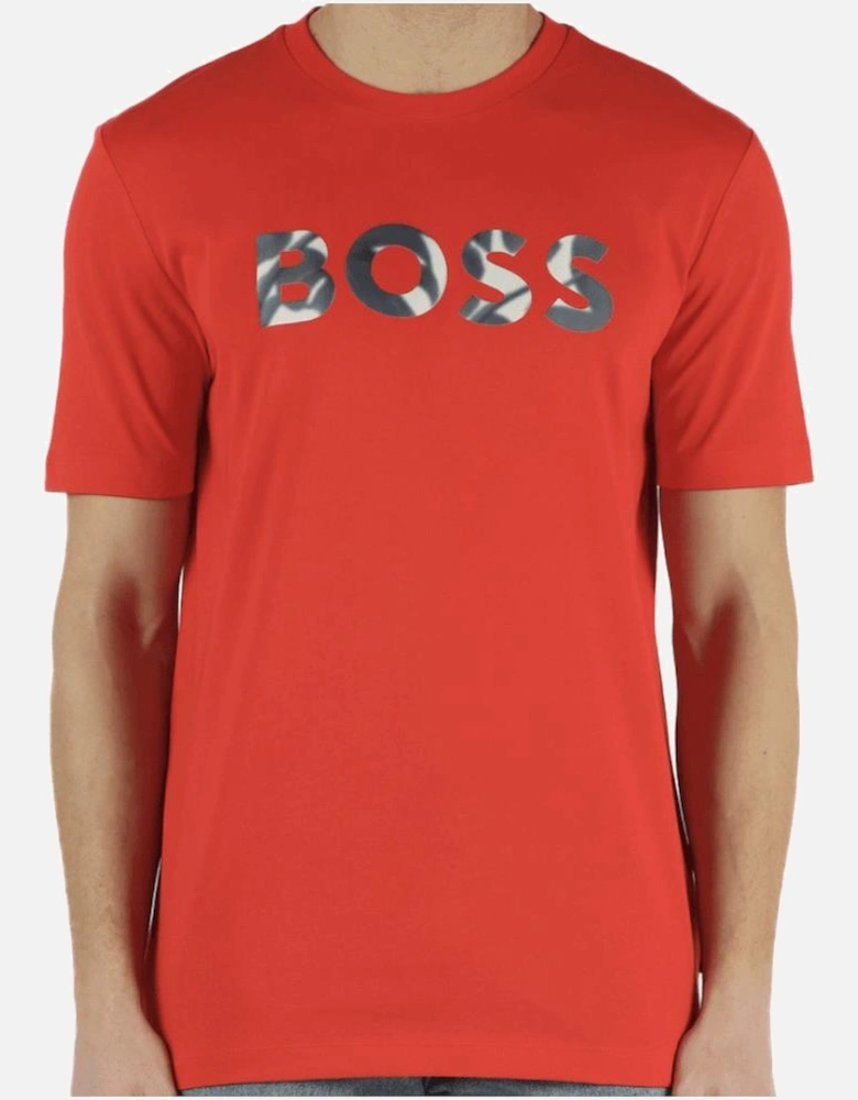 Cotton Logo Print Regular Fit Red T-Shirt