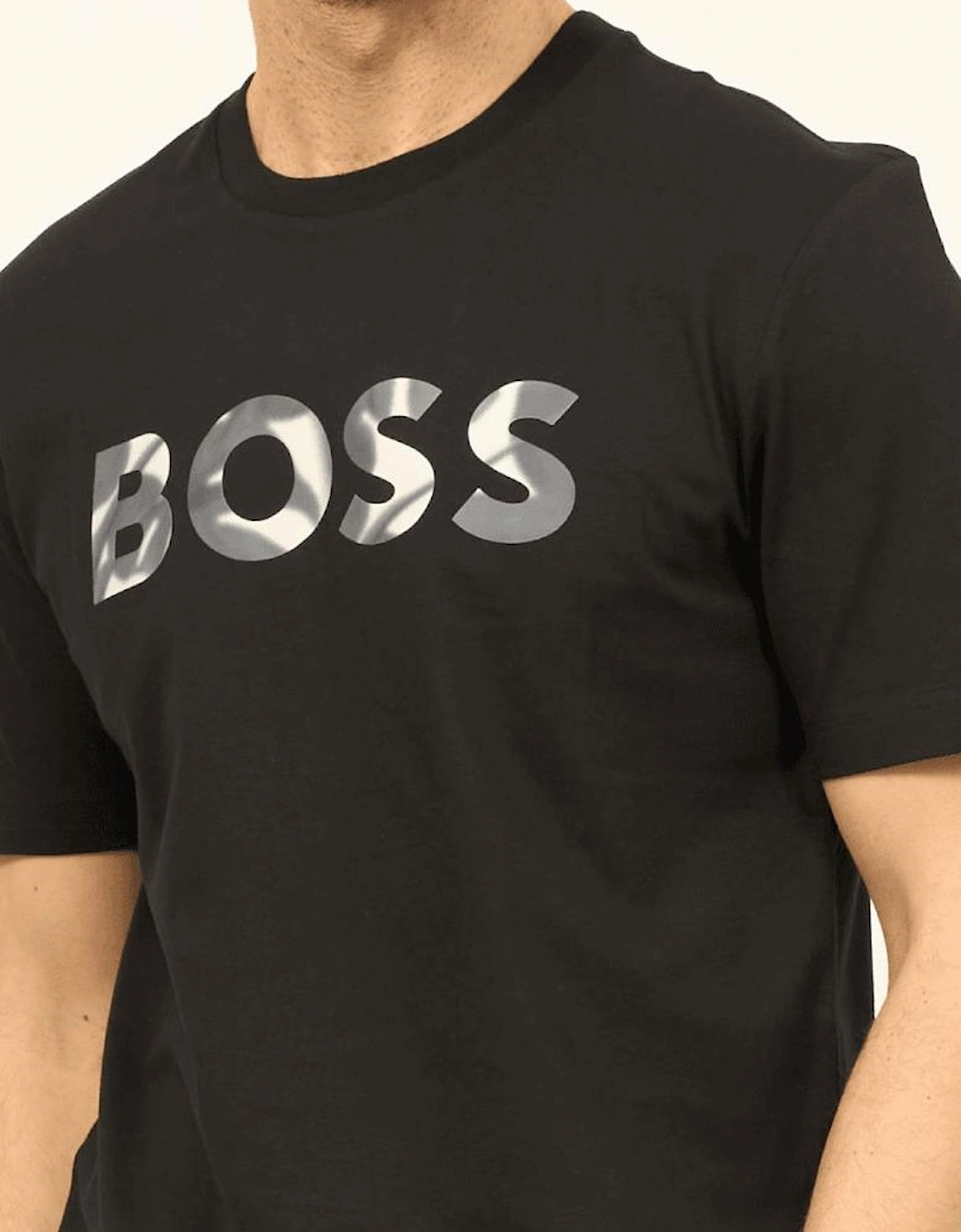 Cotton Logo Print Regular Fit Black T-Shirt
