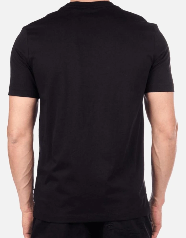 Cotton Logo Print Regular Fit Black T-Shirt