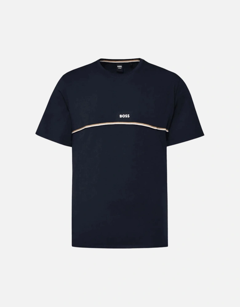 Unique Cotton Stripe Logo Navy T-Shirt