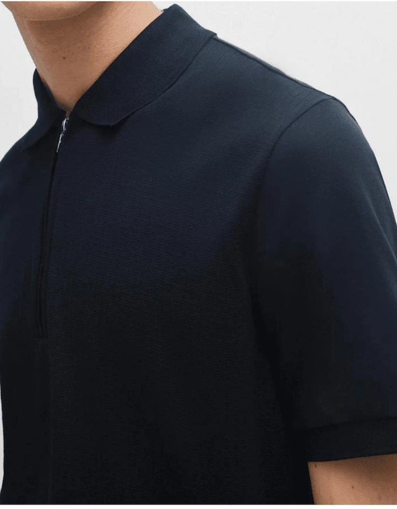 Polston Zip Collar Navy Polo Shirt