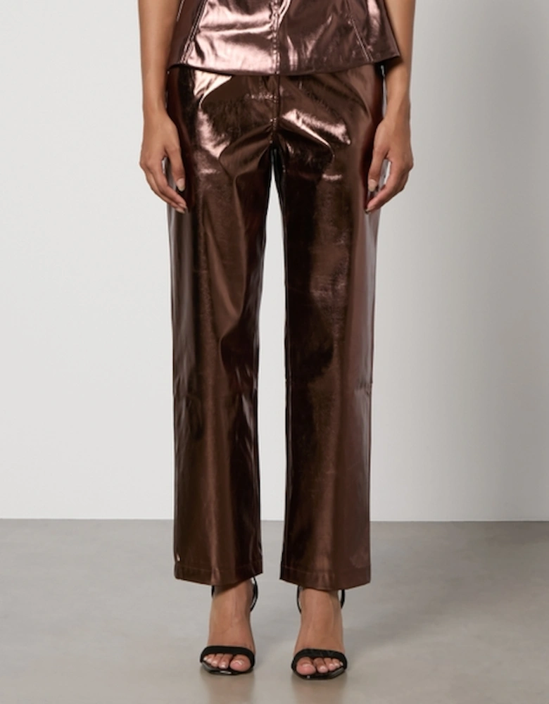 Lupe Textured Faux Leather Straight-Leg Trousers