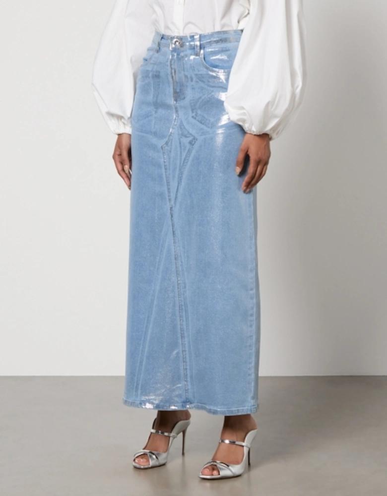 Mimi Coated Denim Maxi Skirt