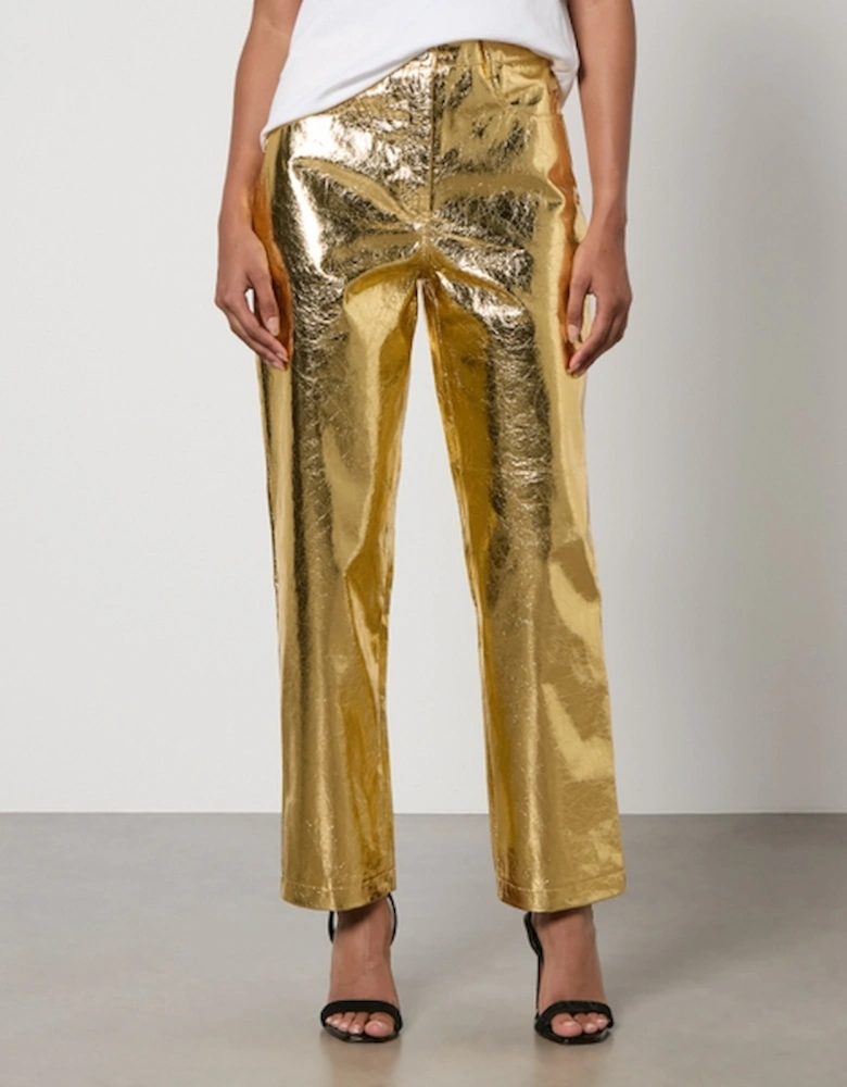 Lupe Textured Faux Leather Straight-Leg Trousers