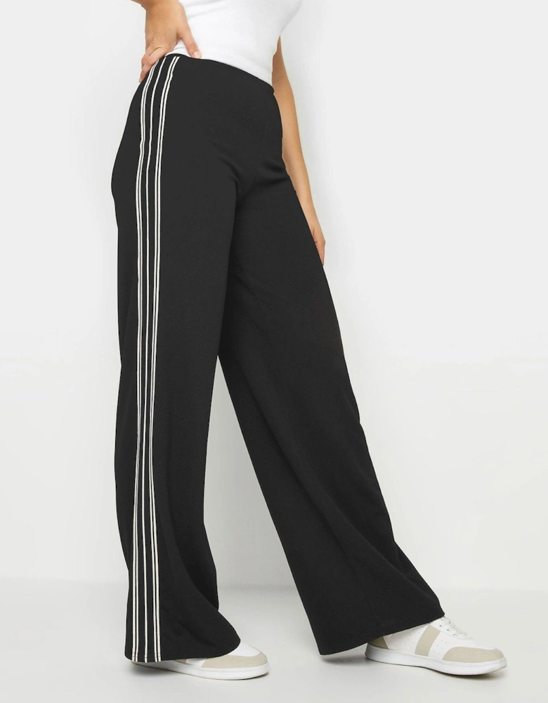 Tall Wide Leg Striped Trousers - Black