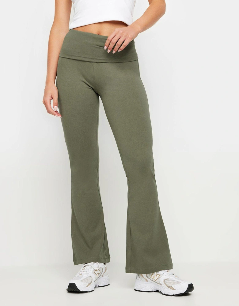 Petite Fold Over Flare Soft Khaki