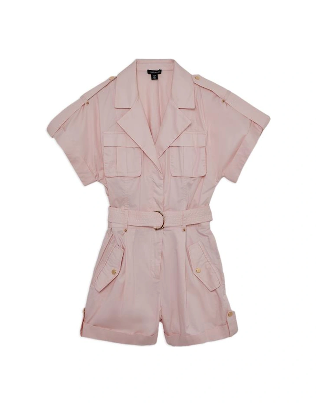 Cotton Sateen Utility Pocket Belted Playsuit