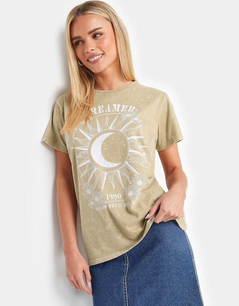 Petite Acid Wash Dreamer T Shirt