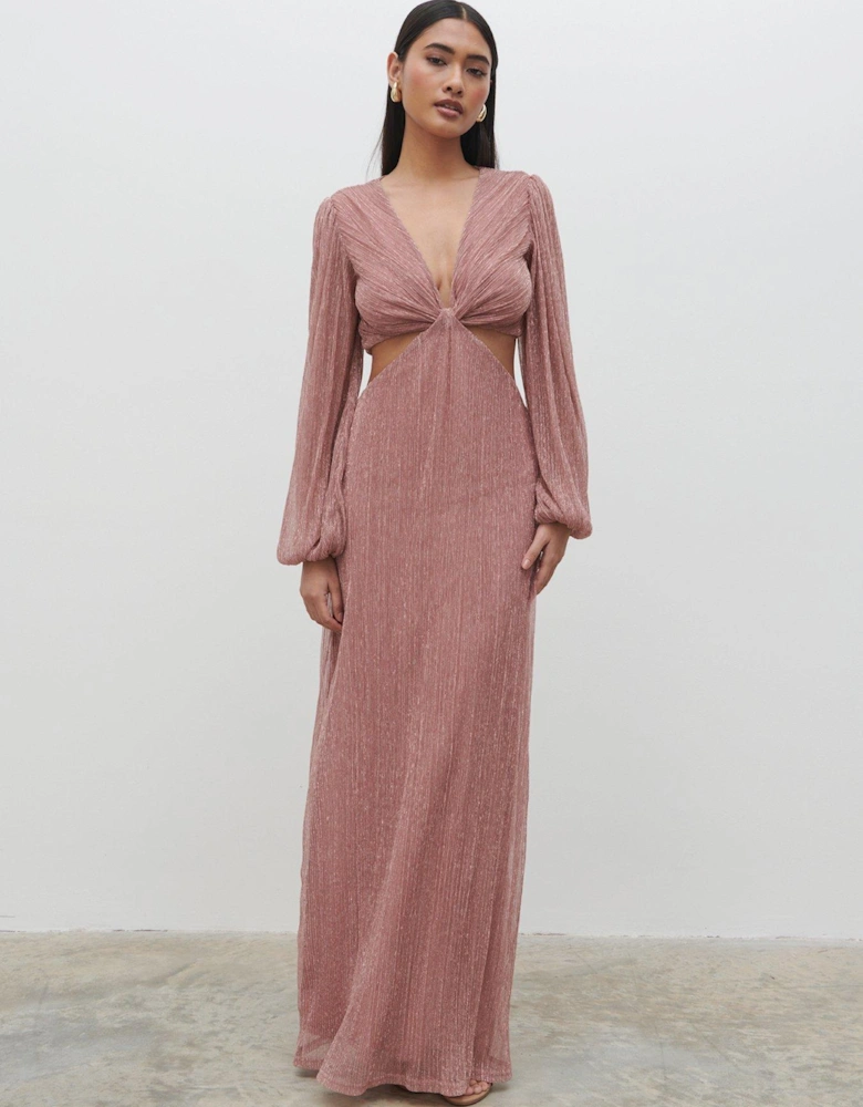 Zaya Plisse Metallic Maxi Dress - Pink