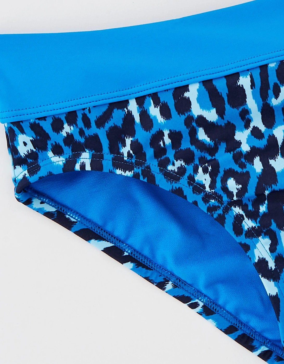 Wild Girl's Asymmetrical Top & Bikini Set-blue