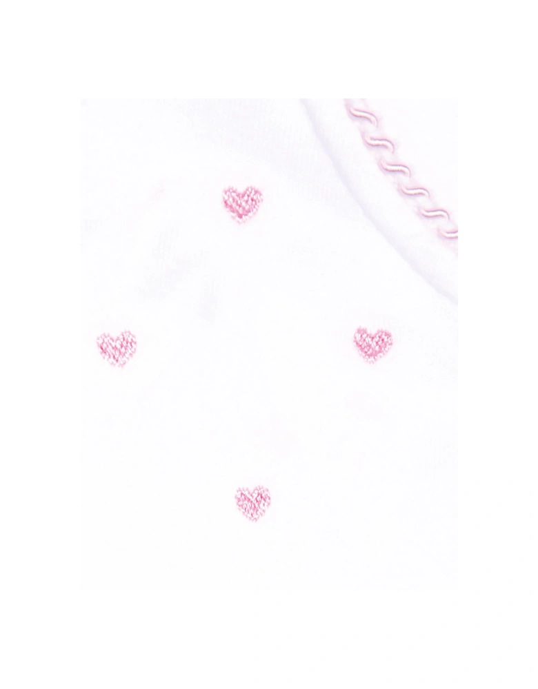 Girls Heart Embroidered Sleepsuit - Pink