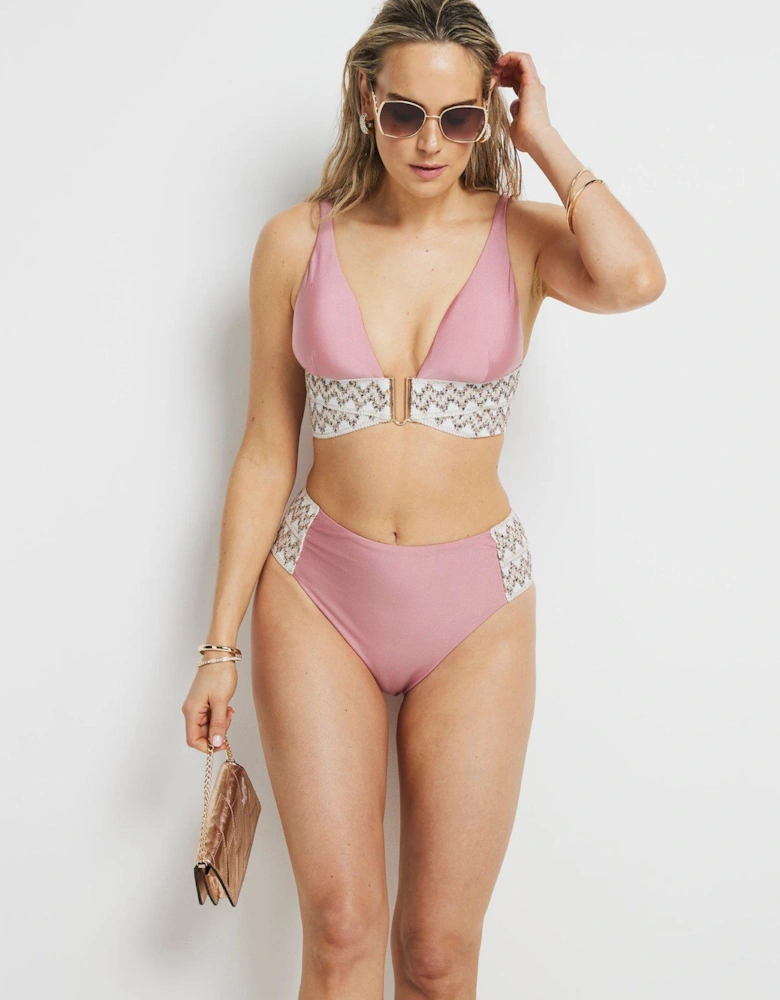 High Apex Elastic Bikini Top - Medium Pink