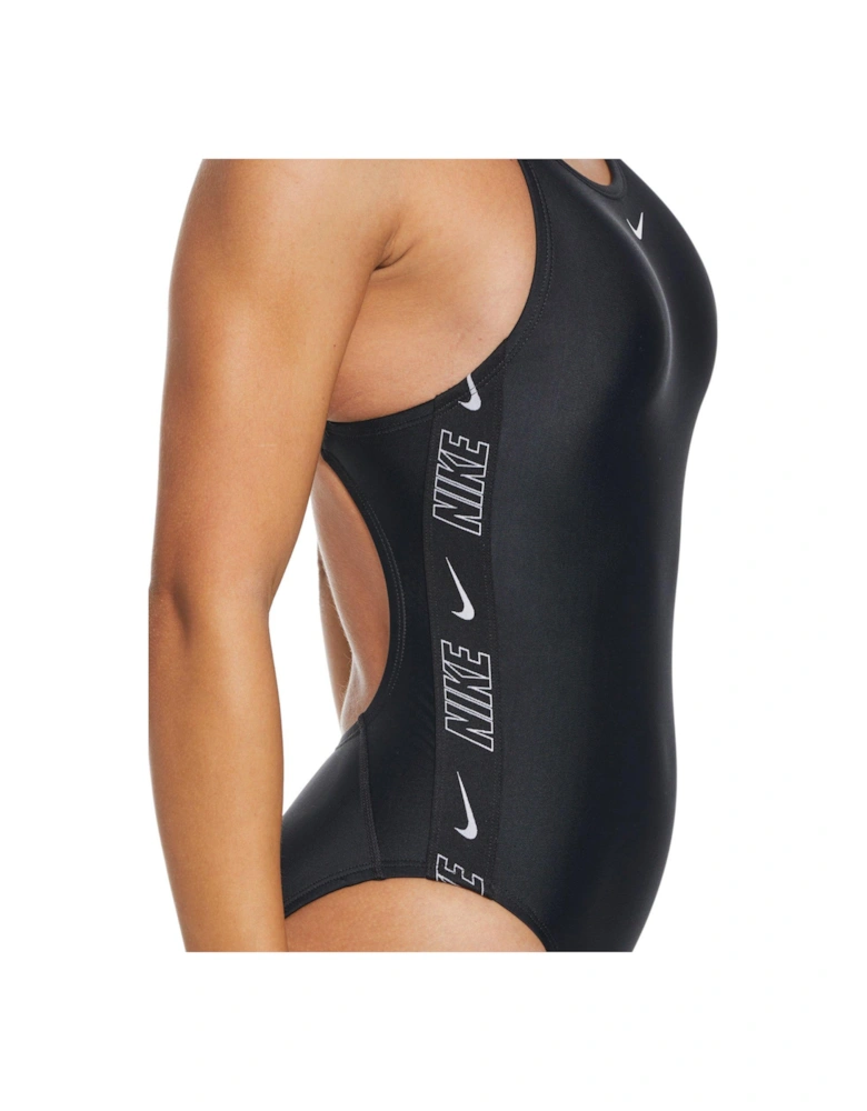 Women's Fusion Logo Tape Fitness Fastback One Piece-Black