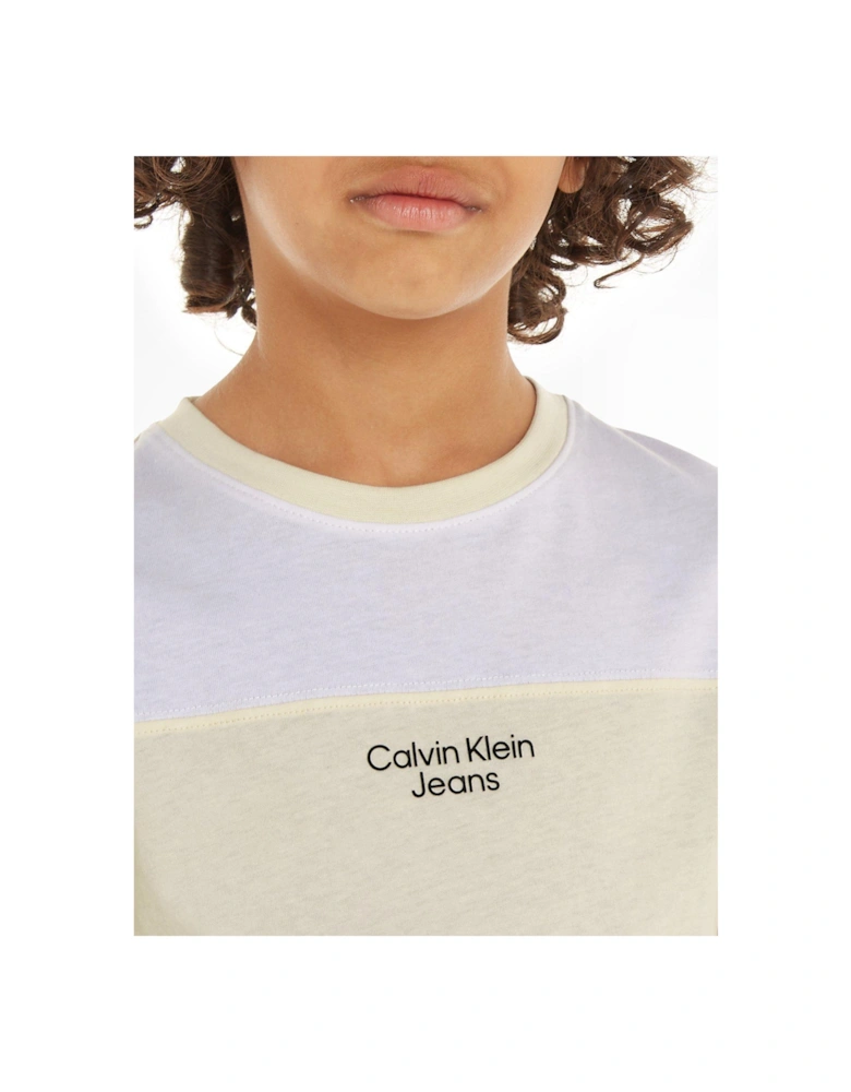 Boys Color Block Short Sleeve T-shirt - Papyrus - Beige