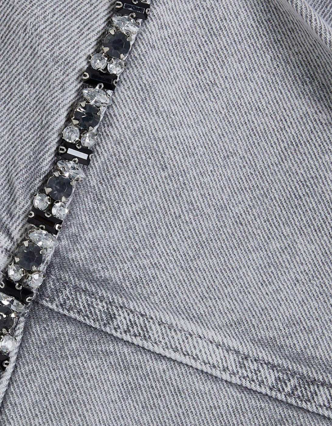 Embellished Detail Denim Jacket - Light Grey