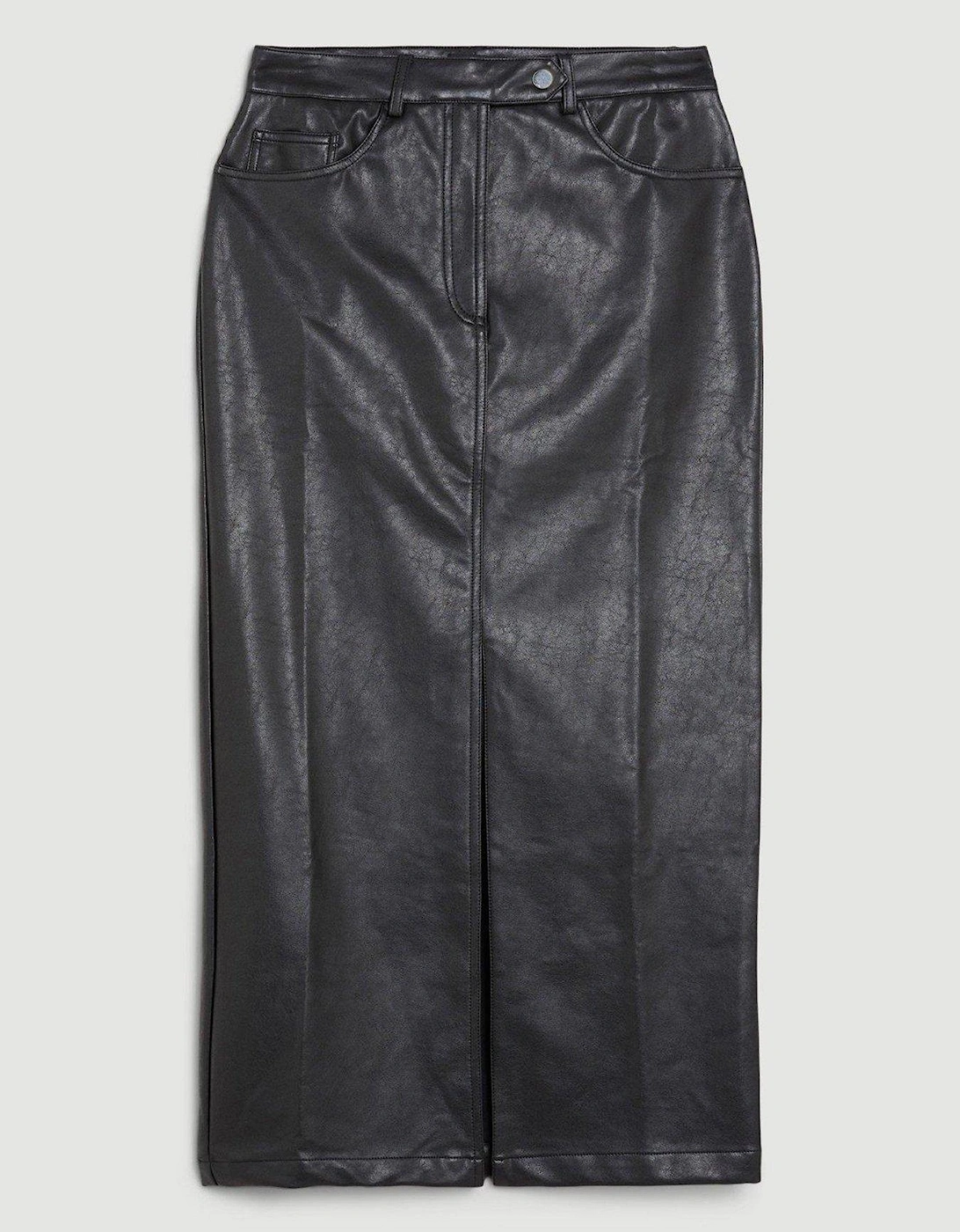 Faux Leather Pencil Maxi Skirt - Black