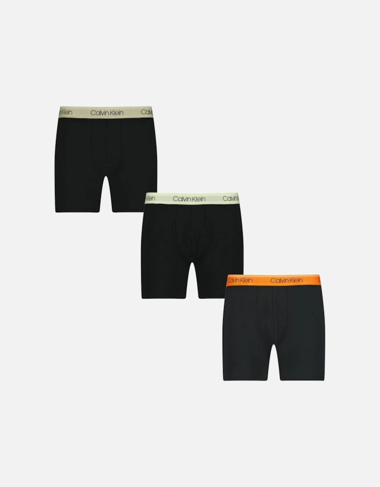 Microfiber Stretch Boxers Black & Coloured Branding (3 Pack)