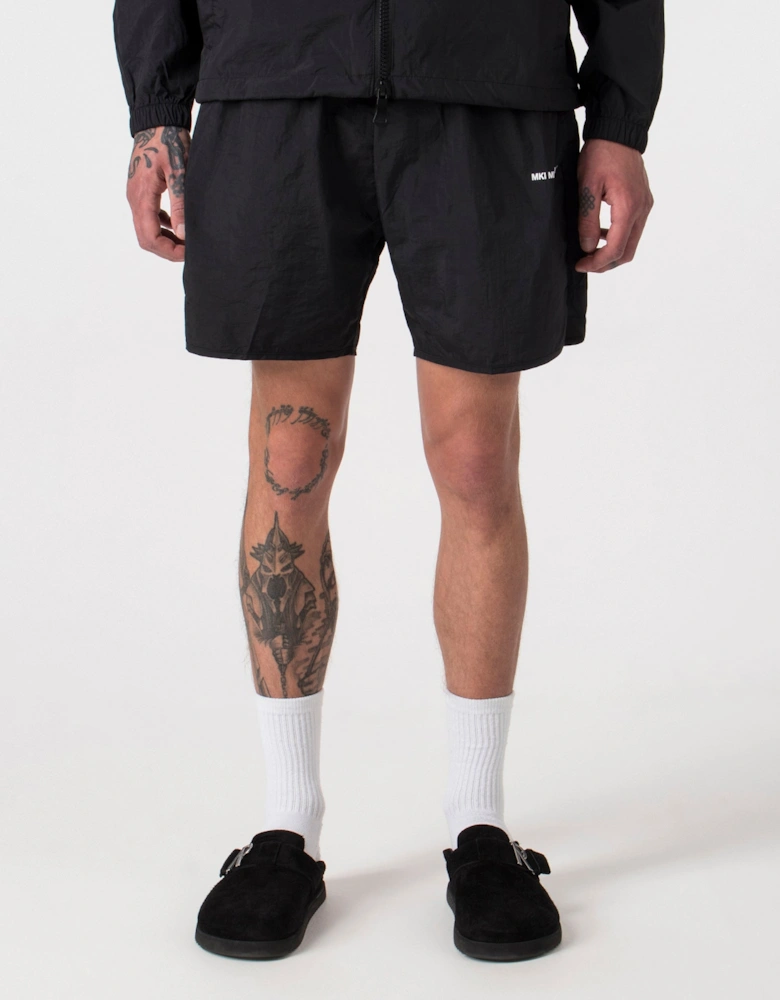 Relaxed Fit Crinkle Nylon Track Shorts