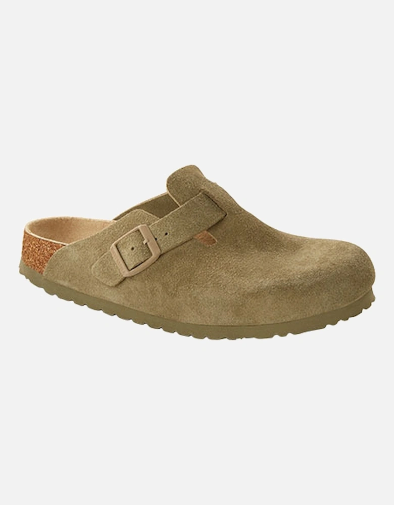 Birkenstock Women's Boston Soft Footbed Suede Leather Regular Fit Faded Khaki