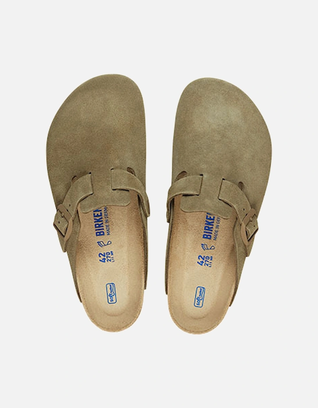 Birkenstock Women's Boston Soft Footbed Suede Leather Regular Fit Faded Khaki