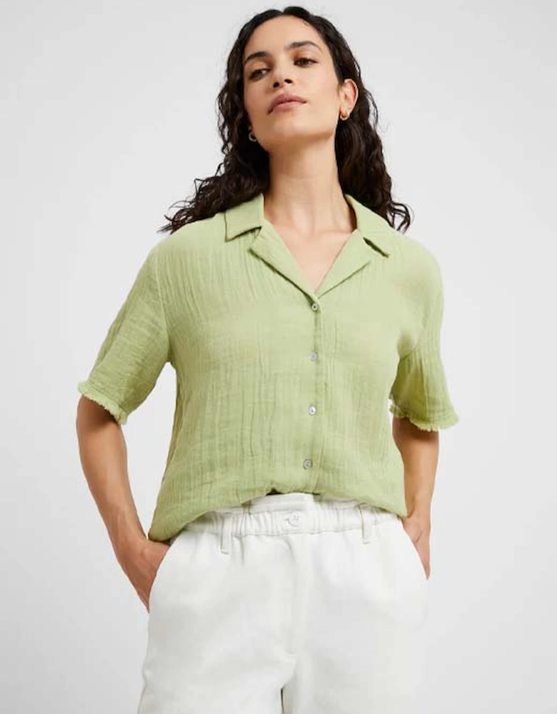 Great Plains Women's Fray Edge Detail Short Sleeve Shirt Kiwi