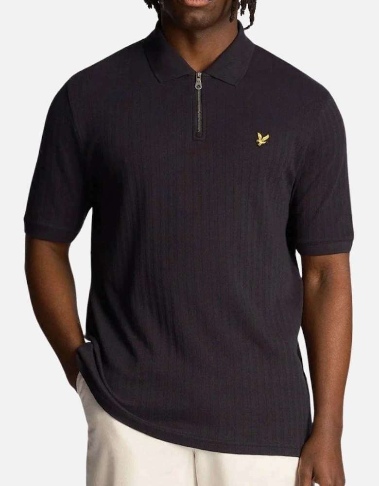 Lyle Scott Textured Stripe Dark Navy Blue Polo Shirt