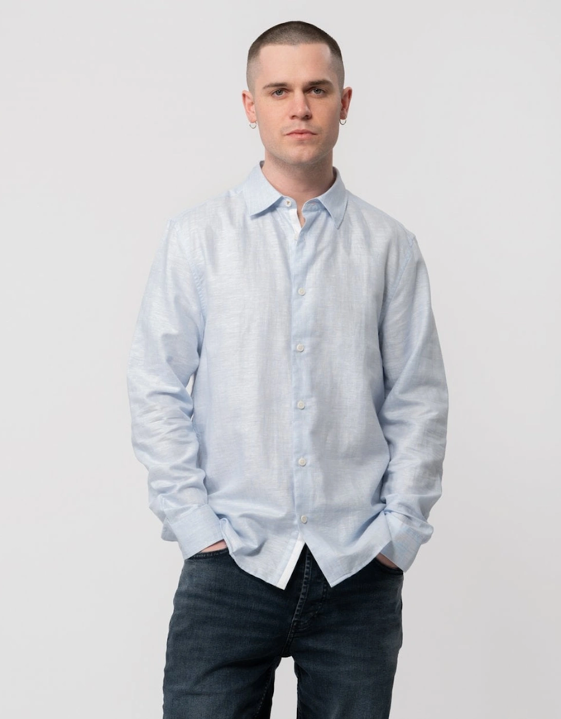 Romeos Mens Long Sleeve Linen Shirt, 5 of 4