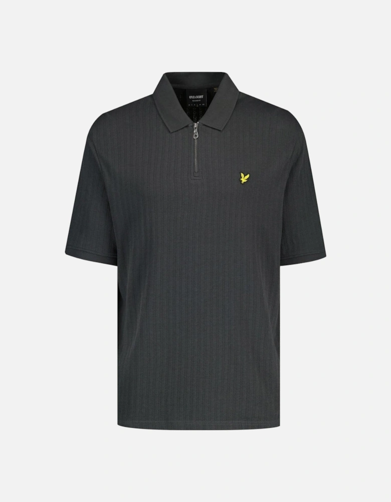 Lyle Scott Textured Stripe Gunmetal Grey Polo Shirt