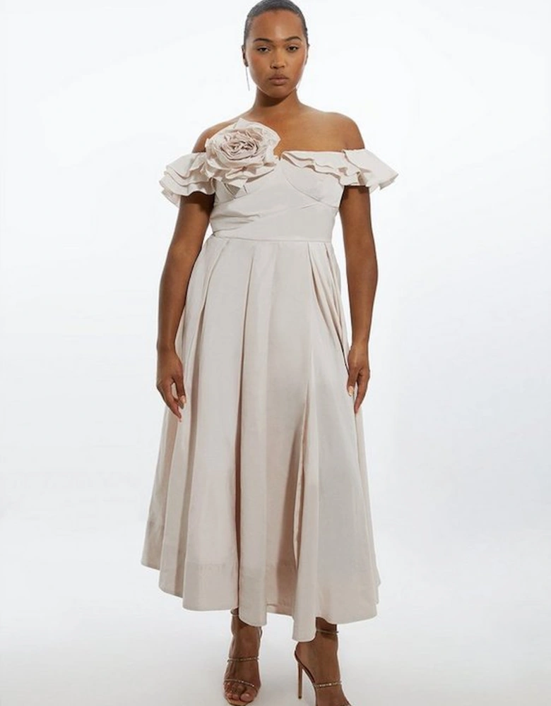 Plus Size Off The Shoulder Taffeta Woven Maxi Dress