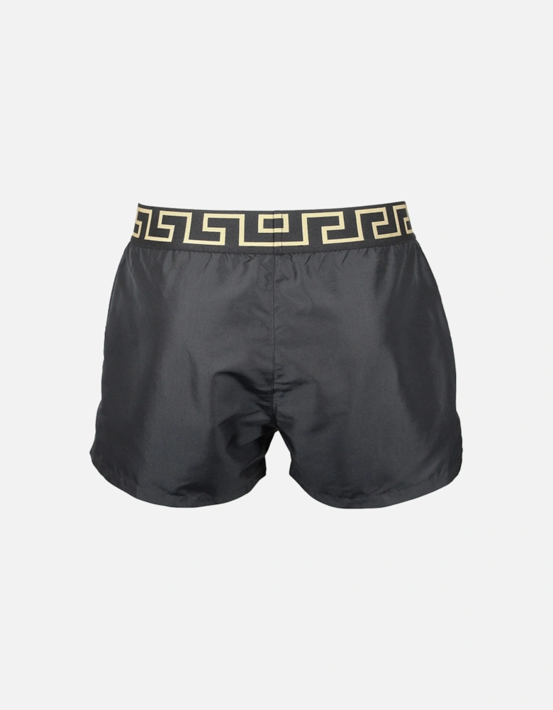 Greca Border Swim Shorts, Black