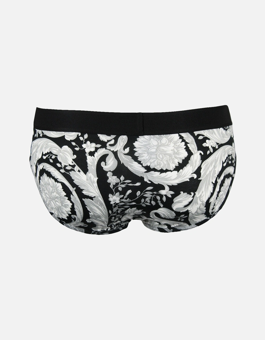 90s Vintage Logo Barocco Print Briefs, Black/Grey
