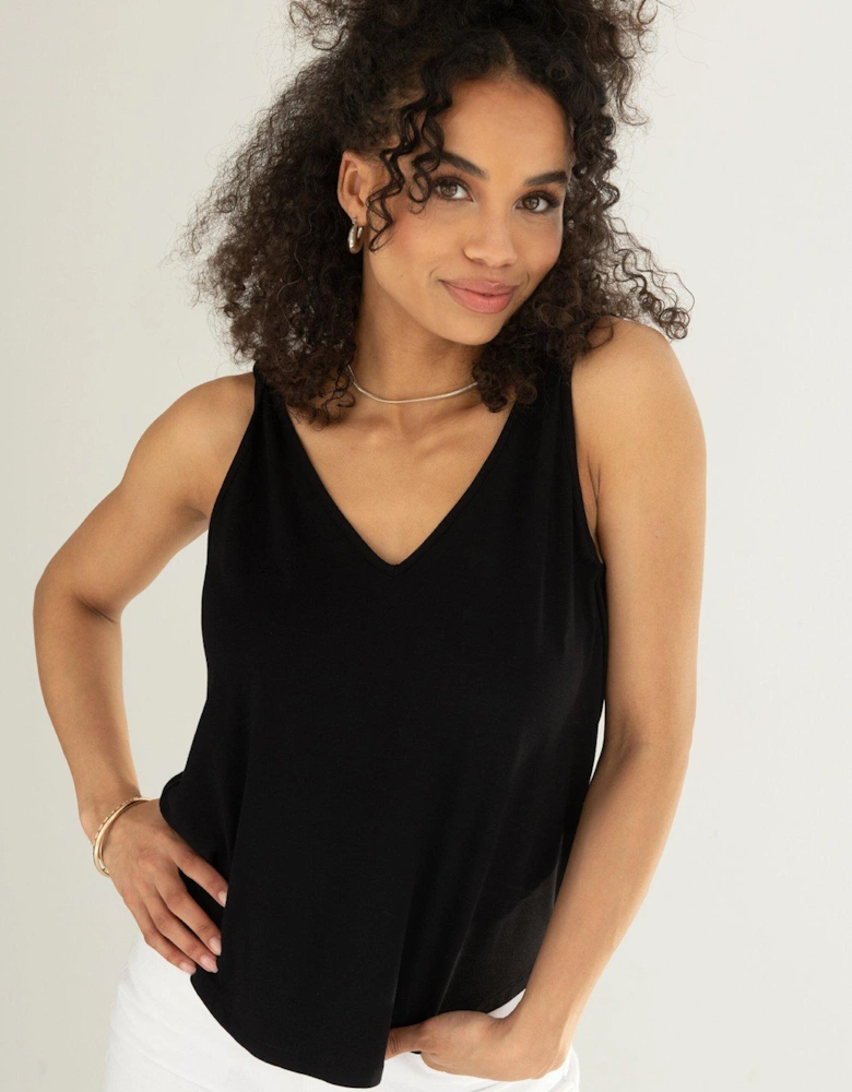 Sophie Fuller Bust Stretch V-Neck Vest with LENZING™ ECOVERO™ Viscose Fibres - Black