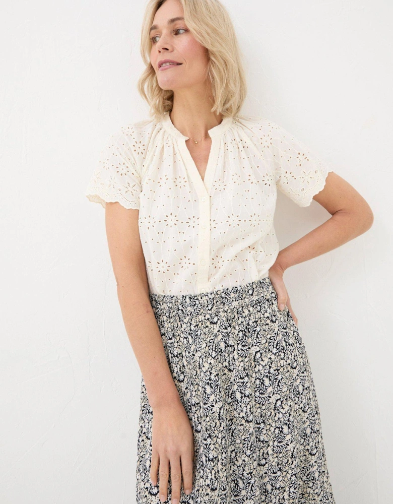 Jiya Broderie Blouse - White
