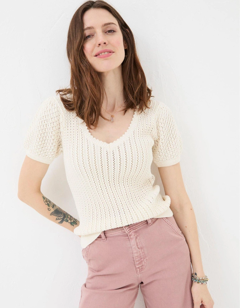 Ava Stitch T-shirt - Cream