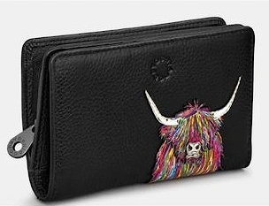 Highland Cow Purse Y1089 in black leather