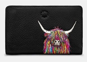 Highland Cow Purse Y1089 in black leather