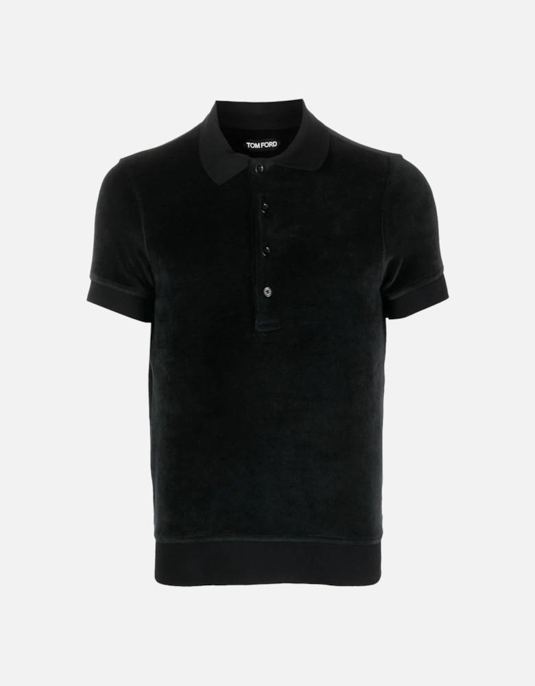 Modal Velour Short Sleeve Polo Black