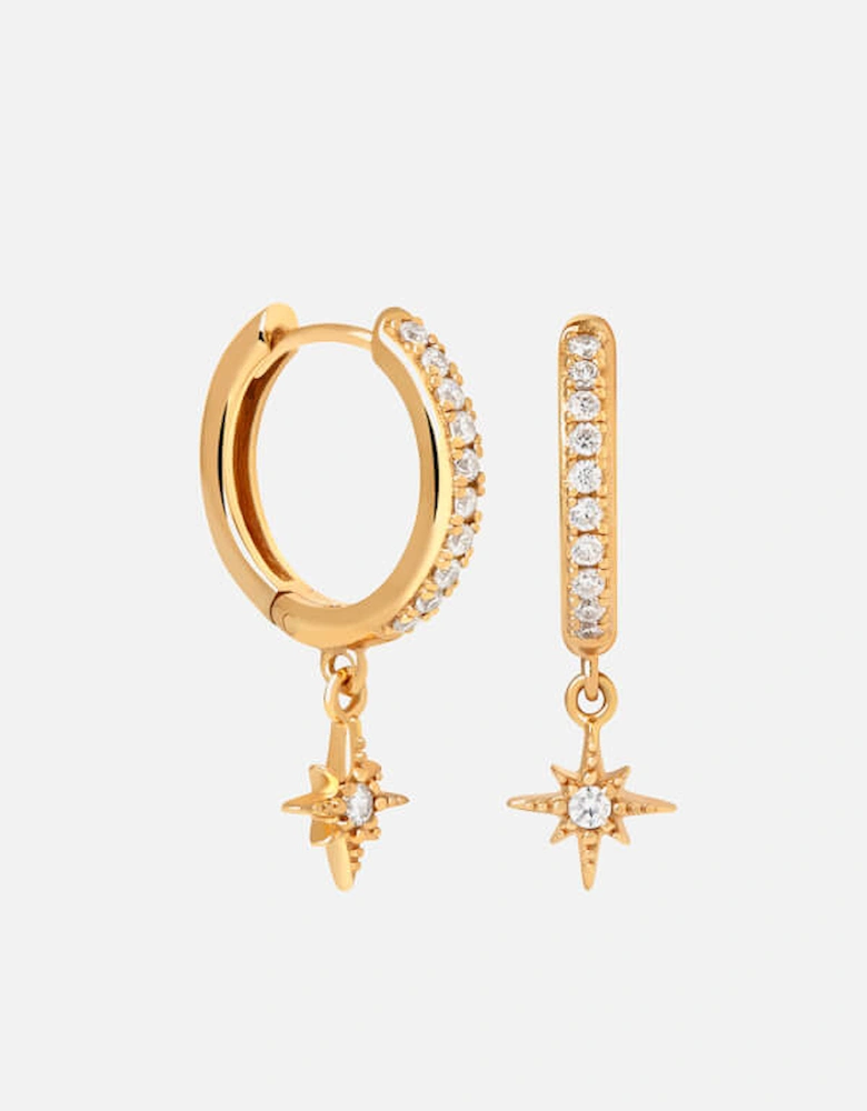 Crystal Star Gold-Plated Hoop Earrings