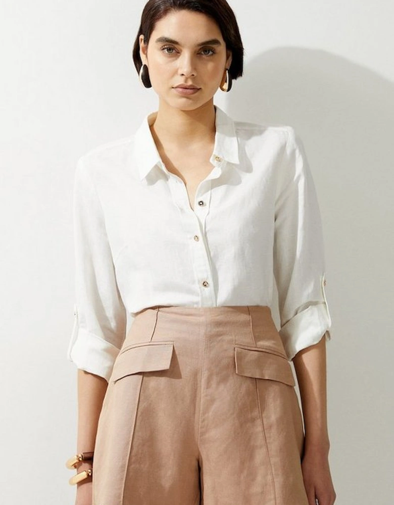 Viscose Linen Pocket Detail Shorts